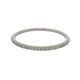 Dainty Solid 14kt White Gold and Diamond 1.2mm Wide Stackable Wedding Band Ring Size 6.75