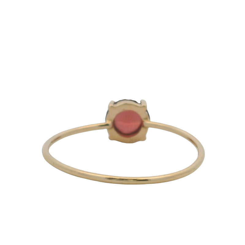 Solid 14kt Yellow Gold Pink Tourmaline Cabochon Dainty Stackable Ring Size 7