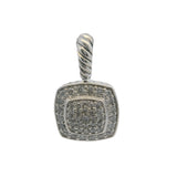 David Yurman 925 Sterling Silver and Diamond 11mm Petite Albion Cable Pave Pendant