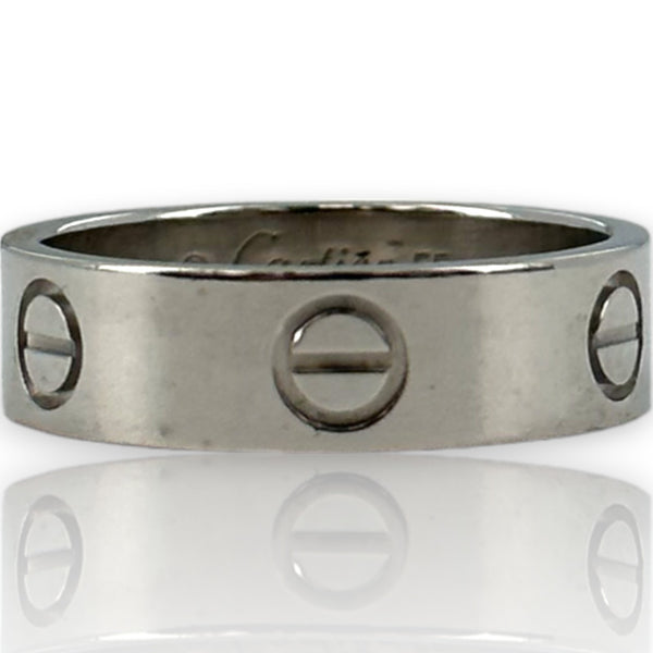 Anillo de boda Cartier Love clásico de oro blanco macizo de 18 kt de 5,5 mm, apilable, talla 7,25 (55)