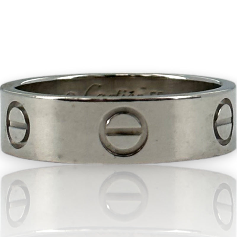 Anillo de boda Cartier Love clásico de oro blanco macizo de 18 kt de 5,5 mm, apilable, talla 7,25 (55)