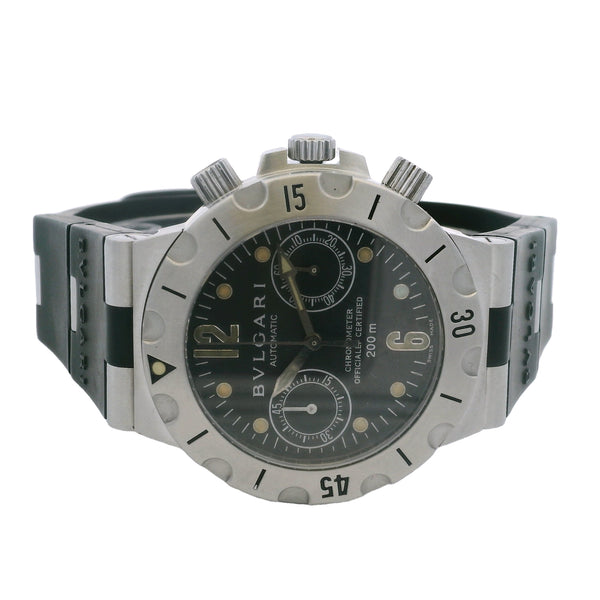 Bvlgari Diagono Sport Chronograph Black Dial 38mm Steel Watch