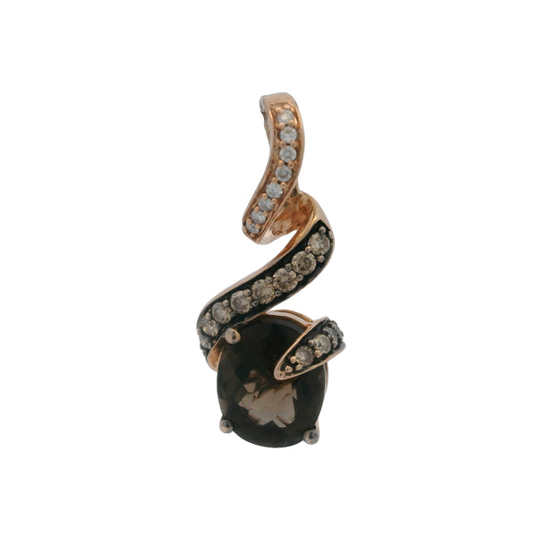 Colgante de collar con diamantes y cuarzo ahumado en forma de cinta de oro rosa de 14 kt de Le Vian