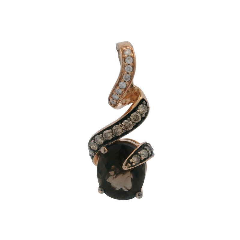 Colgante de collar con diamantes y cuarzo ahumado en forma de cinta de oro rosa de 14 kt de Le Vian