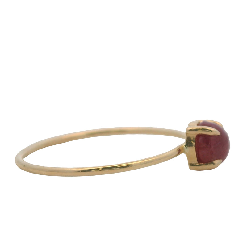 Solid 14kt Yellow Gold Cabochon Ruby Solitaire Simple Accent Ring Size 6