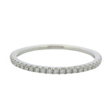 Solid 14kt White Gold and Moissanite Thin Dainty Wedding Band Stackable Ring Size 5.75