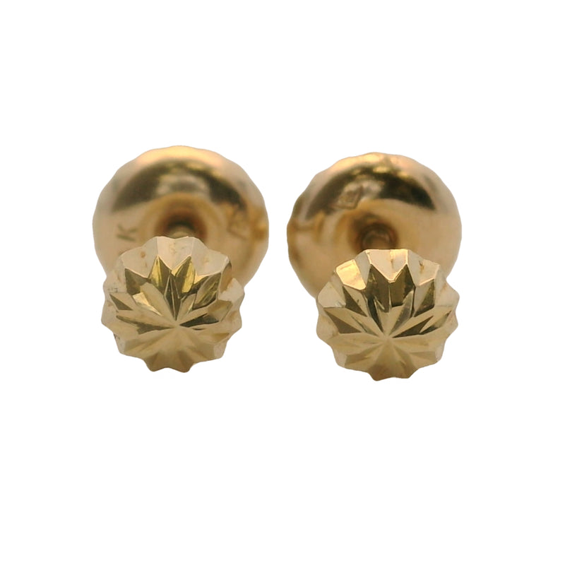Yellow Gold 4mm Faceted Stud Star Style 14kt 585 Earrings