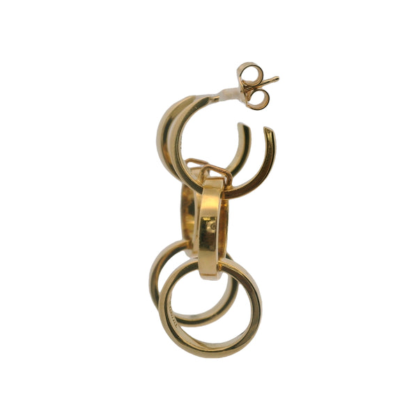 Vintage Tiffany & Co Paloma Picasso Solid 18kt Yellow Gold Triple Hoop Drop/Dangle Earrings
