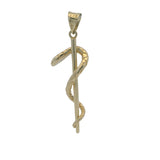 Vintage Solid 14kt Gold Medical Staff Snake Rod of Asclepius Charm Pendant