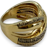 LeVian 14kt Yellow Gold Crossover 14mm Ring with Champagne "Chocolate" Diamonds Size 8