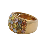 IVAR 18k Yellow Gold 9.66ctw Multicolored Sapphire Zero 3 Dome Cluster Ring Sz 8