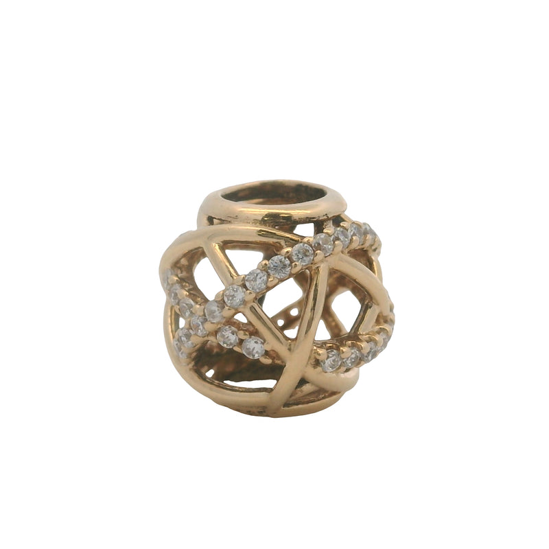 Pandora Solid 14kt Yellow Gold and CZ Galaxy Openwork Bead Spacer Charm