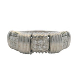 Vintage Roberto Coin Italian Solid 18kt White Gold and Diamond Cluster Woven Ring Size 6