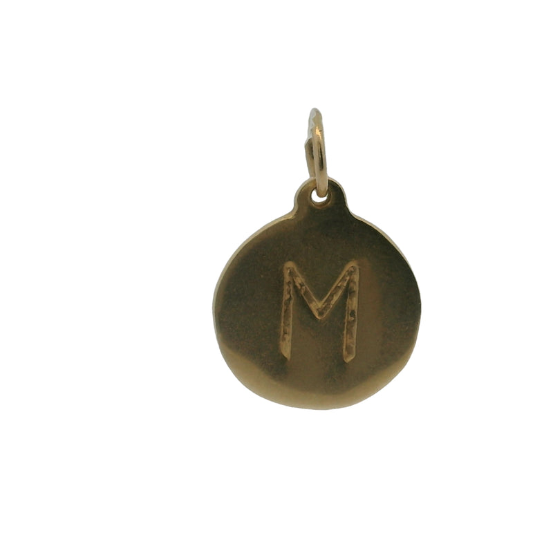 Helen Ficalora 14kt Yellow Gold Letter "M" Alphabet Disk Pendant Charm