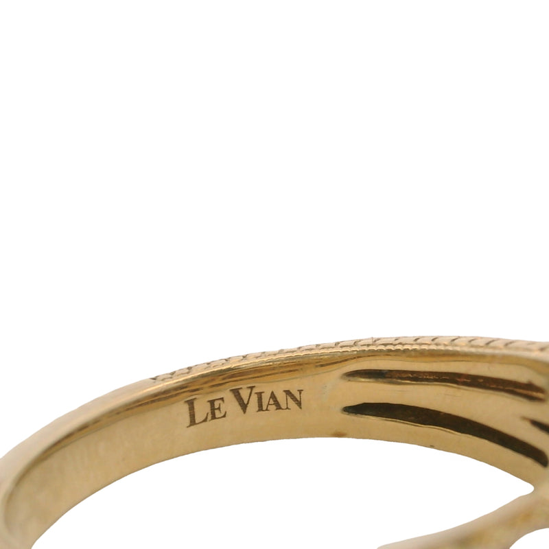 Le Vian Solid 14kt Yellow Gold Chocolate and Vanilla 0.52ctw Diamond Halo Statement Ring Size 7