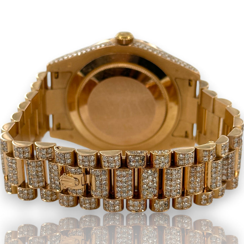 Rolex 218235 Day Date II Diamond Dial President Iced Out 18k Rose Gold 41mm Watch