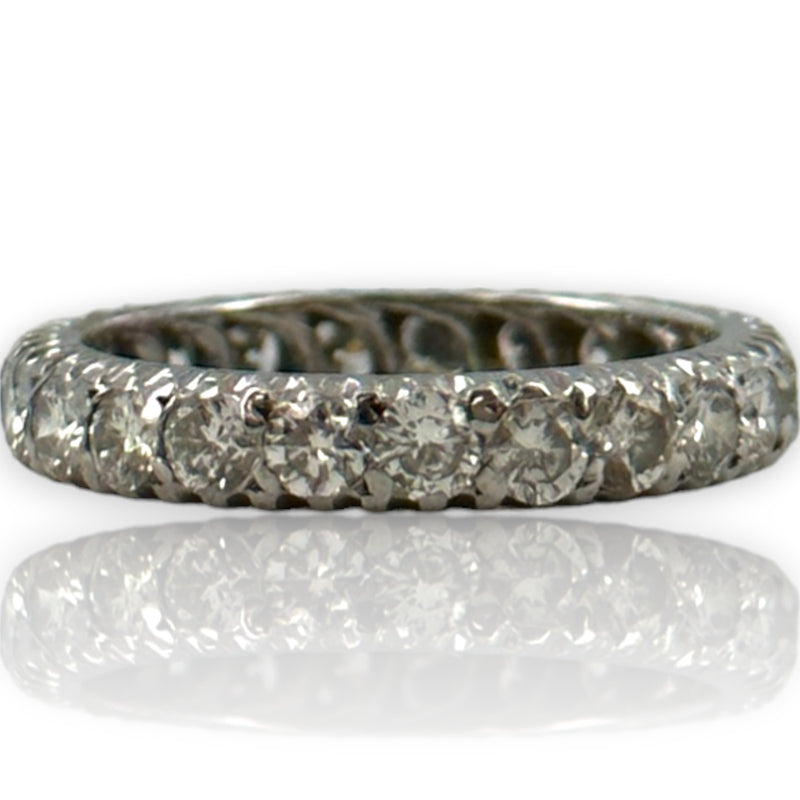 Vintage Solid 14kt White Gold and 1.61ctw Round Brilliant Diamond Eternity Wedding Band Ring Size 6.25