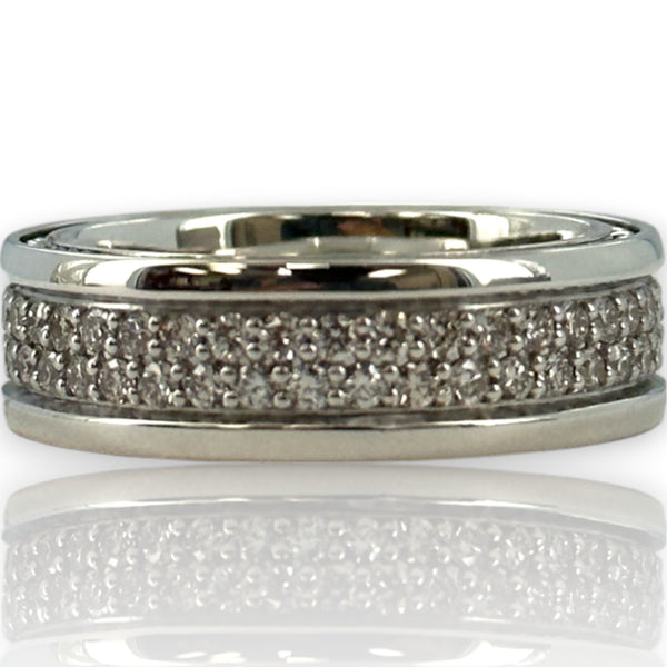 David Yurman 925 Sterling Silver Streamline® Two Row Diamond Eternity Band Ring Size 8.5