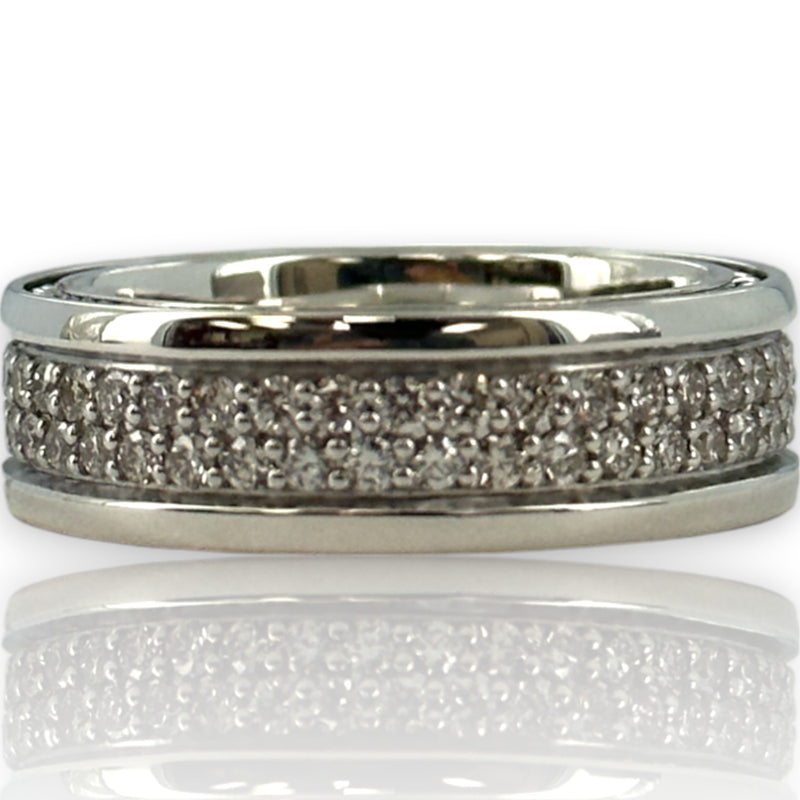 David Yurman 925 Sterling Silver Streamline® Two Row Diamond Eternity Band Ring Size 8.5