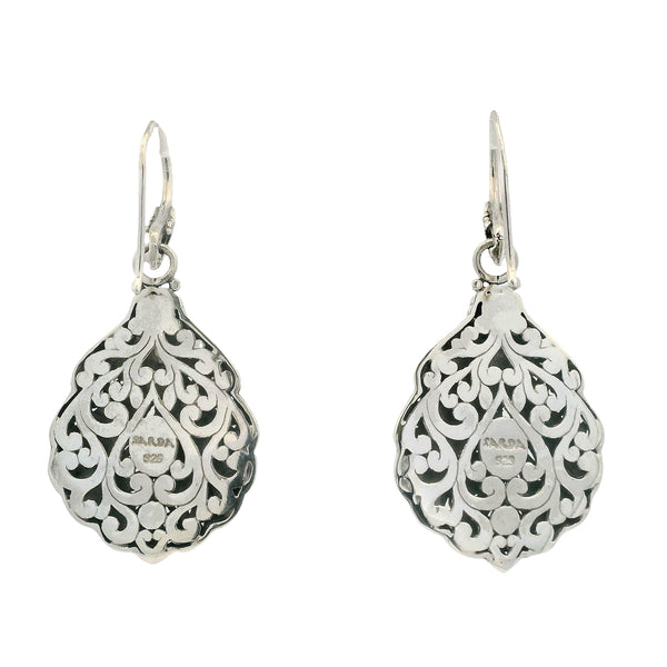 Sarda Solid 925 Sterling Silver Tree of Life Leaf Flower Dangle Hook Earrings