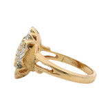 Vintage Avon 2-Tone Solid 14kt Gold 0.41ct Opal and Diamond Cocktail Ring Size 6