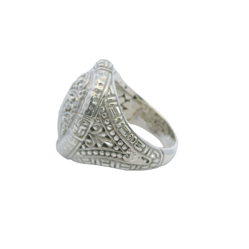 Sarda 925 Sterling Silver Swirl Pattern Oval Framed Ring Size 7