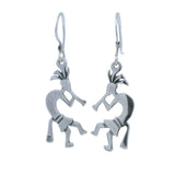 925 Sterling Silver Native American Kokopelli Deity Drop/Dangle Hook Earrings