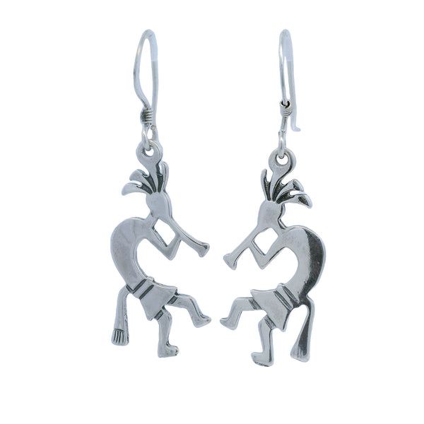 925 Sterling Silver Native American Kokopelli Deity Drop/Dangle Hook Earrings