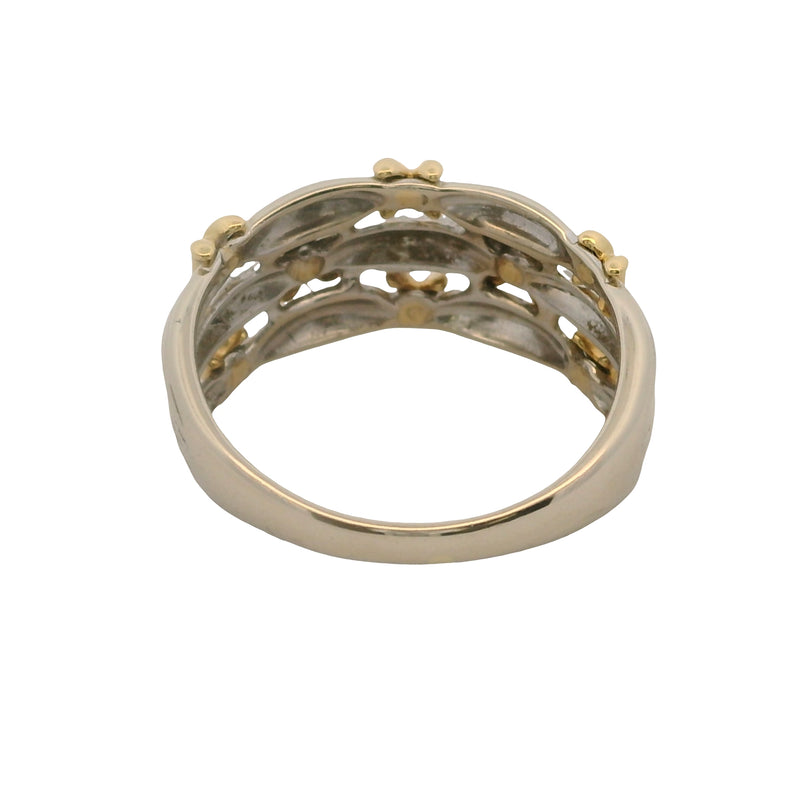 Solid 18kt White and Yellow Gold 3-Band Faux Stack Ring Size 6
