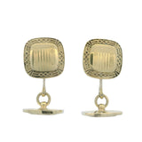 1930s Art Deco Solid 14kt Yellow Gold Geometric Pattern Cufflinks