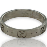 GUCCI Icon Thin 18kt White Gold Monogramed GG 4mm Band