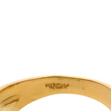 Vintage Solid 18kt Yellow Gold Prasiolite Cabochon and Diamond Bamboo Cocktail Ring Size 5.5
