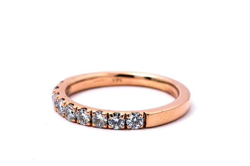 Cubic Zirconia Line Gemstone Anniversary Band 14K 585 Rose Gold Ring Size 5 1/4