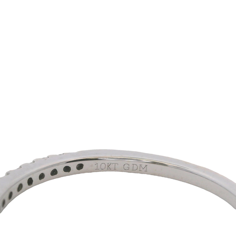 Solid 10kt White Gold and Diamond 1.5mm Thin Wedding Stackable Band Ring Size 6.75