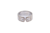 Vintage Cartier Double C Logo Monogram Band 18K 750 White Gold Ring Size 7 1/2