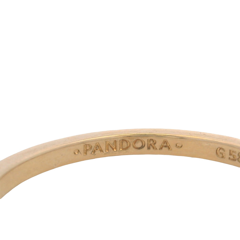 Pandora Solid 14kt Yellow Gold and Cubic Zirconia Elevated Heart Ring Size 9
