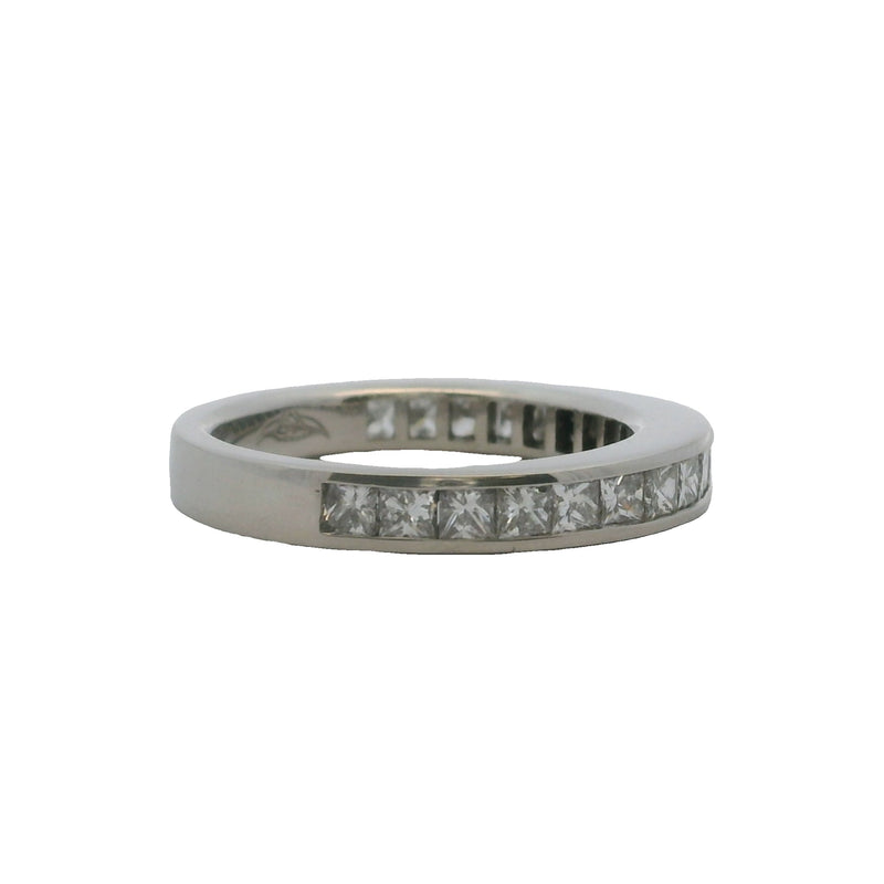 Solid Platinum and Princess Cut Diamond Channel Set 3.3mm Wedding Stackable Band Ring Size 6.5