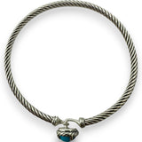 David Yurman DY 925 Sterling Silver Chatelaine® Bracelet with Turquoise Size L 7"