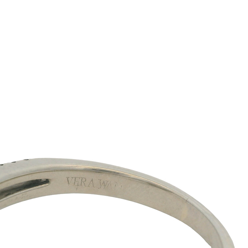 Vera Wang Love Solid 14kt White Gold and Diamond Emerald Cut Double Halo Engagement Ring Size 8.75