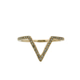 Solid 14kt Yellow Gold and 0.10ctw Diamond V Shaped Arrow Ring Size 7