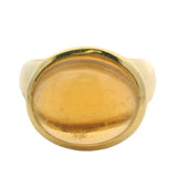 Vintage Susan Sadler Solid 18kt Yellow Gold Cabochon Citrine and Diamond Cocktail Ring Size 7