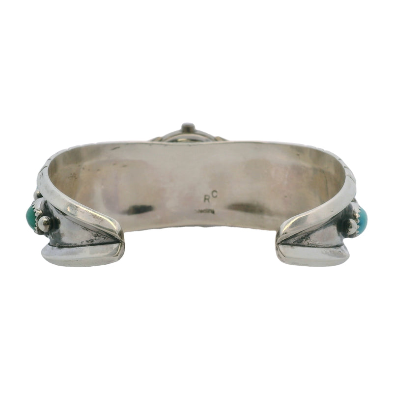 Rose Castillo Navajo 925 Sterling Silver and Cabochon Turquoise Cuff Watch Bracelet