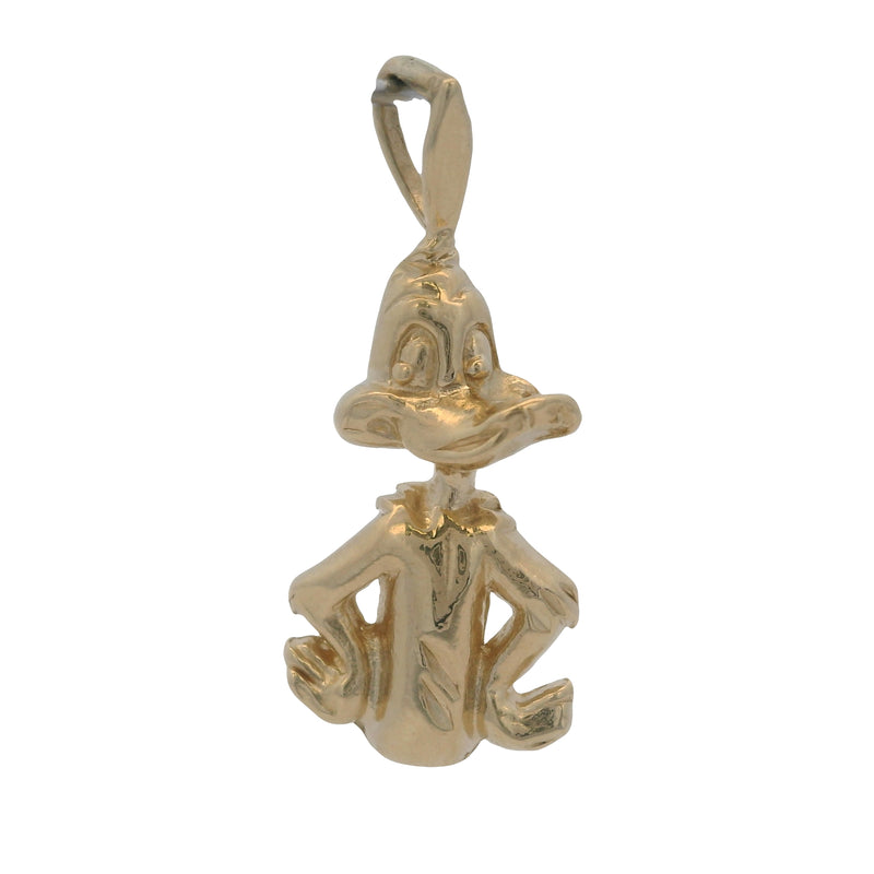Vintage 1990s Warner Brothers Solid 14kt Yellow Gold Daffy Duck Charm