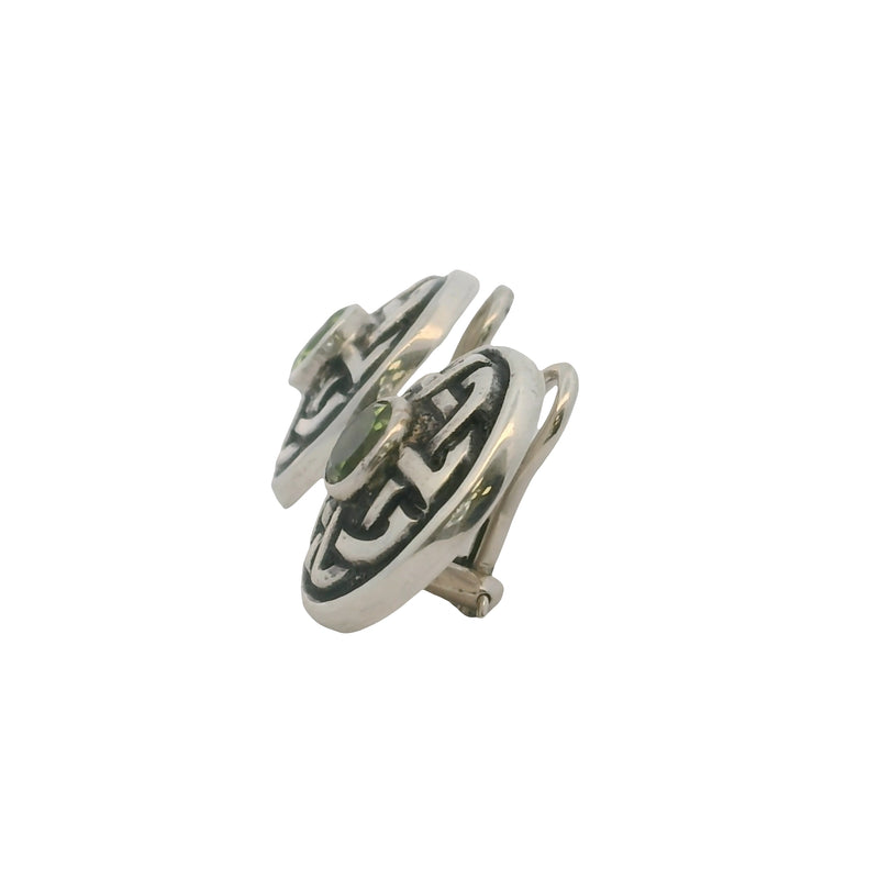 Deborah Armstrong 925 Sterling Silver and Peridot Celtic Knot 19.4mm Circle Clip Earrings