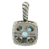 David Yurman Solid 925 Sterling Silver Topaz and Diamond 12mm Albion Pendant