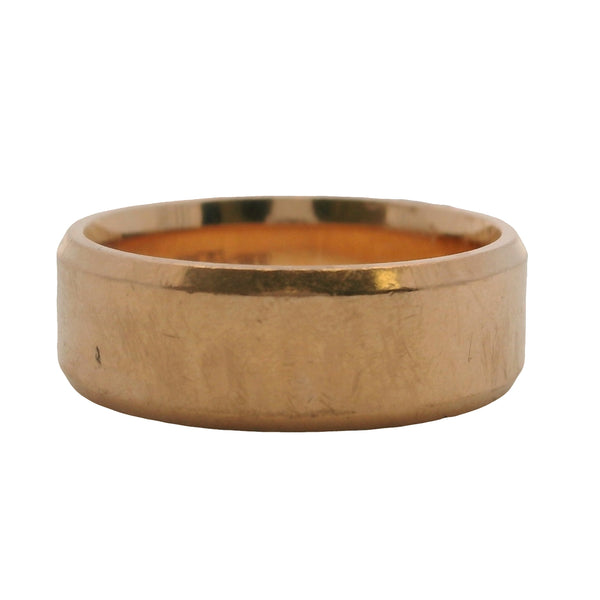 Anillo de boda apilable de oro rosa macizo de 14 kt con borde biselado de 6 mm, talla 5.5