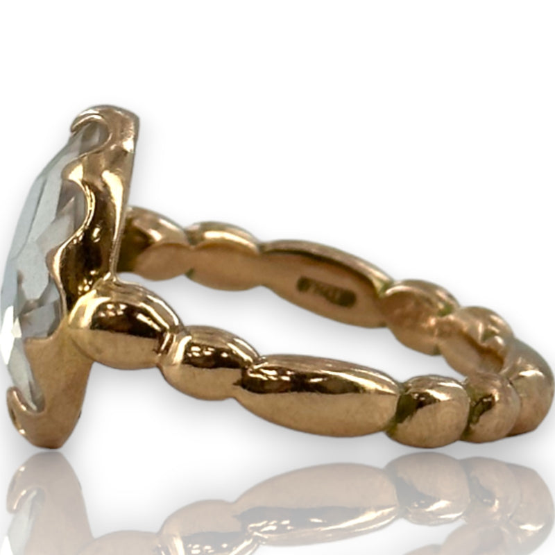 Laurent Gandini Bon Ton Collection 9kt Rose Gold Transparent Rock Crystal Ring Made in Italy