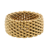 Tiffany & Co Retired Solid 18kt Yellow Gold Somerset Mesh 10mm Wide Band Ring Size 10
