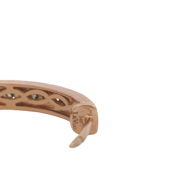 LeVian 14kt Rose Gold and Brown Diamonds Milgrain 1" Diameter Hoop Earrings