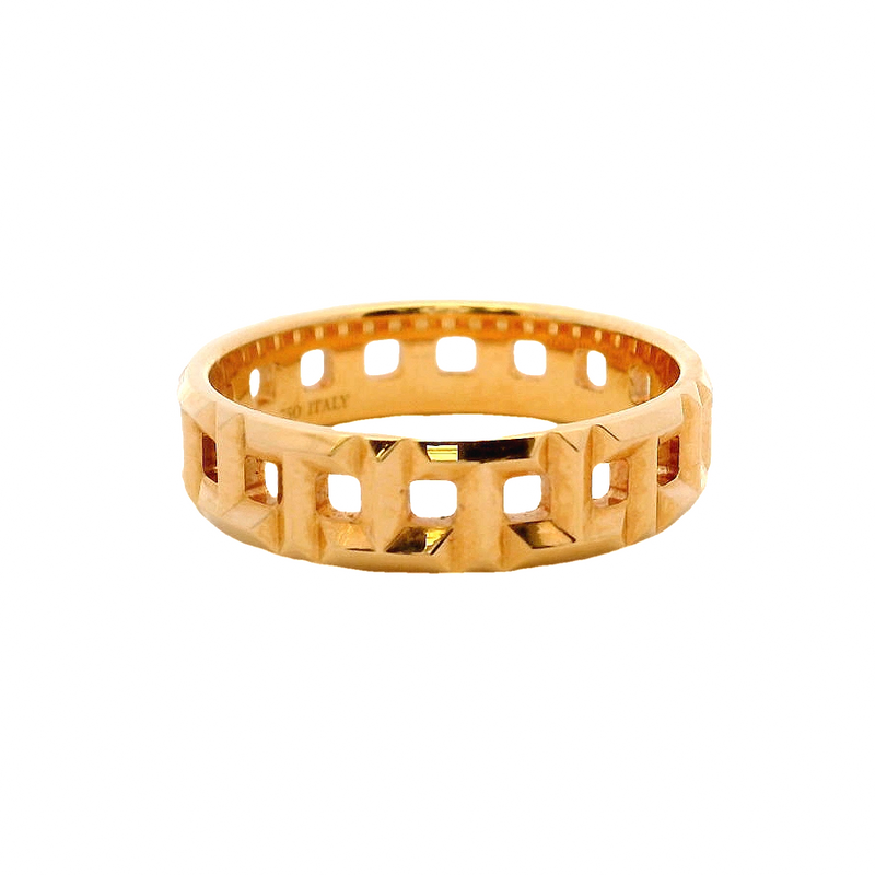 Tiffany & Co Solid 18kt Rose Gold Tiffany T Collection True Wide Ring with Alternating T Motif Size 9 Made in Italy